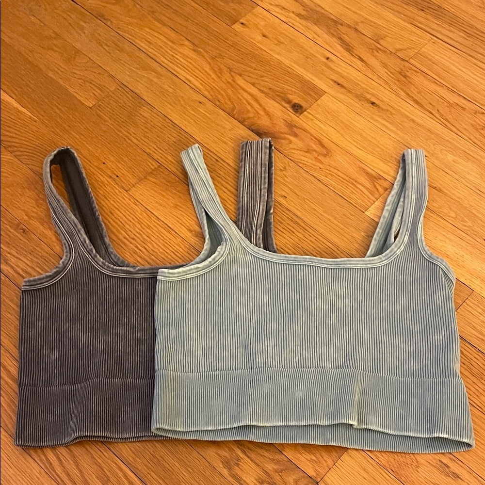 Set of Two Ribbed Crop Tops